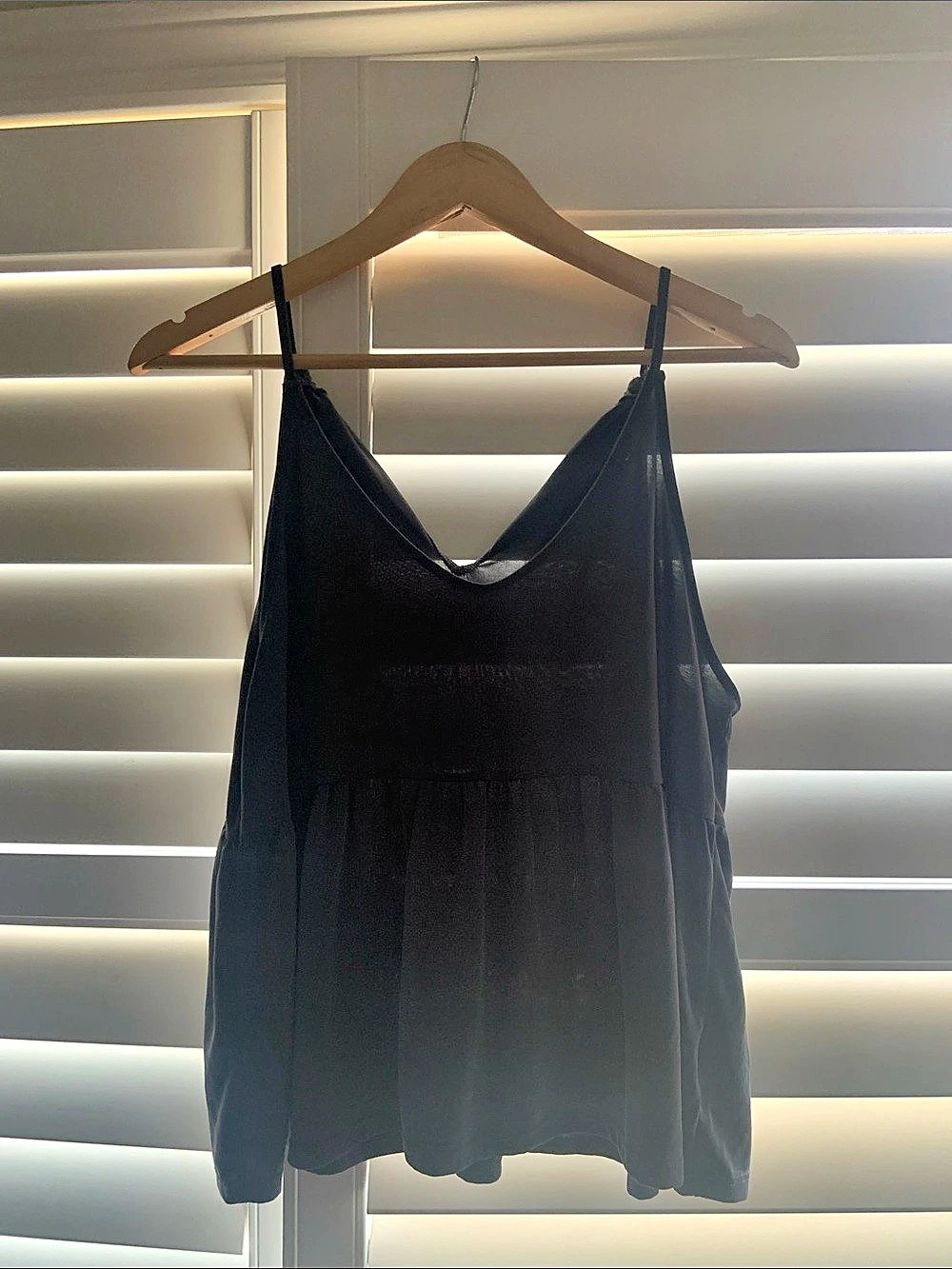 American Eagle Black Sheer Tie-Back Tank Size Large Like New
